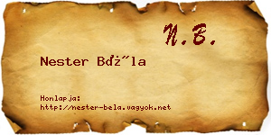 Nester Béla névjegykártya